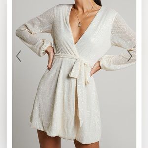 Showpo Sequin Mini Wrap Dress